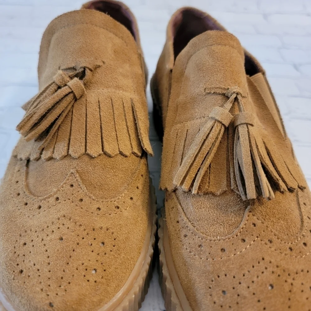 Oxigeno Slip On Suede Chunky Tassle Shoes Size 39